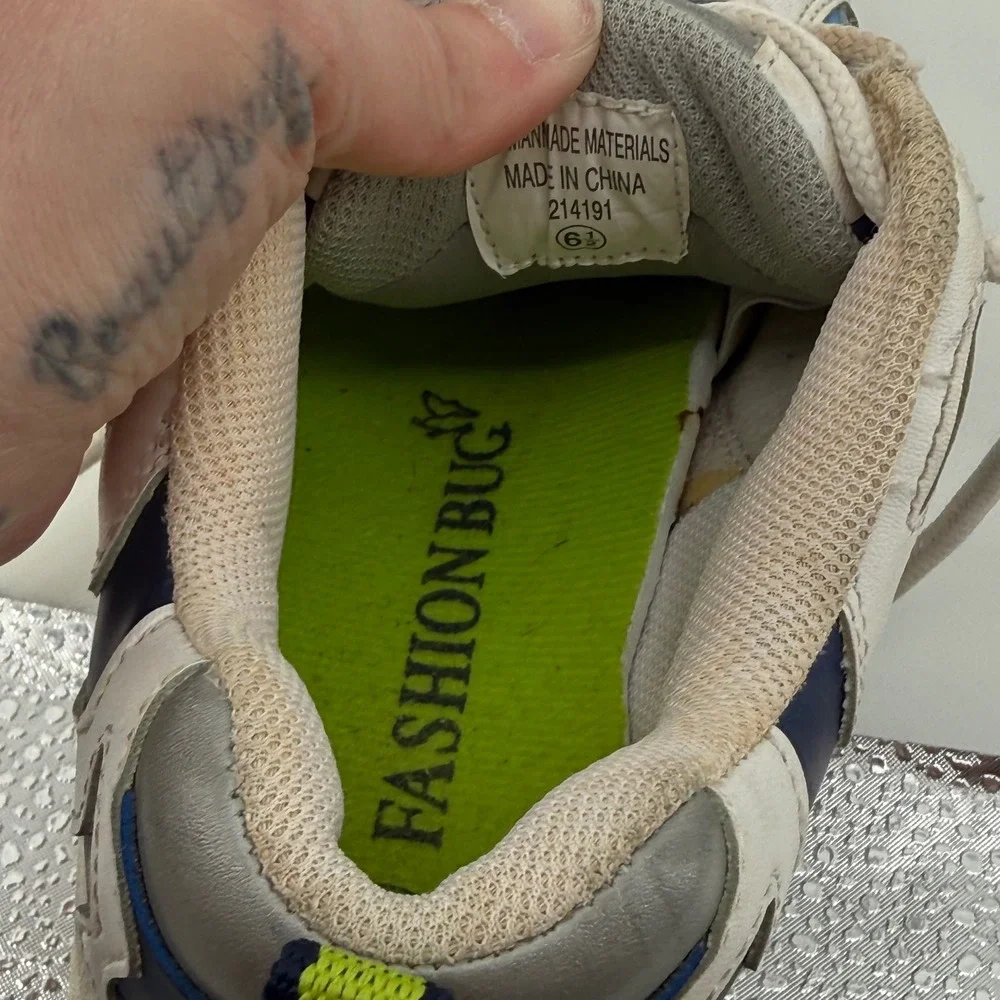 Y2K‎ Retro Fashion Bug Womens Blue White Chunky Dad Sneakers Trainers Size 6.5
